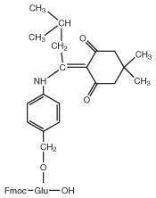 fmoc-aspodmab-oh A chemical structure featuring Fmoc-Glu linked to a phenyl group and a complex aromatic compound with alkyl chains.