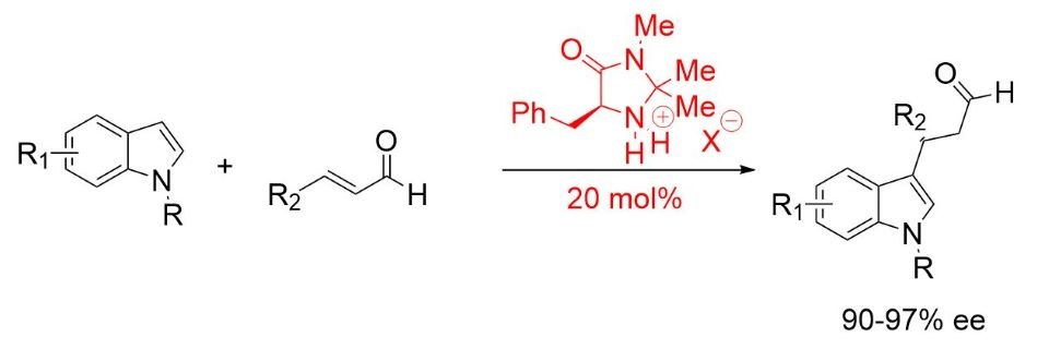 (2S,5S)-(−)-2-tert-butyl-3-methyl-5-benzyl-4-imidazolidinone used in the Friedel-Crafts alkylation of indoles (2S,5S)-(−)-2-tert-butyl-3-methyl-5-benzyl-4-imidazolidinone used in the Friedel-Crafts alkylation of indoles