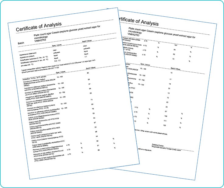 Quality control certificates in accordance with new EN ISO 11133.
