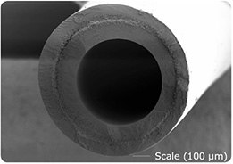 Polysulfone hollow fiber used for ultrafiltration in the Biopak® cartridge. Polysulfone hollow fiber used for ultrafiltration in the Biopak® cartridge.