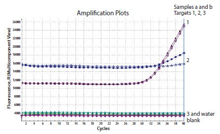 Three genes were detected in the same template sample Three genes were detected in the same template sample