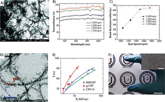 An SEM image of a solution-processed graphene-CNT hybrid film An SEM image of a solution-processed graphene-CNT hybrid film