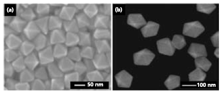 Gold nanostructures synthesized by the modified polyol process.  Gold nanostructures synthesized by the modified polyol process.