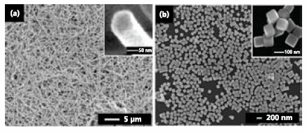 Silver nanostructures synthesized by the modified polyol process. Silver nanostructures synthesized by the modified polyol process.