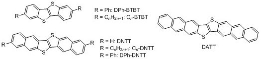 btbt-dntt Molecular structures of BTBT