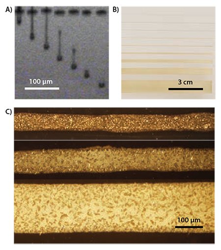 Image of droplet formation from a 10 pL cartridge with a 10 μsec interval between images Image of droplet formation from a 10 pL cartridge with a 10 μsec interval between images