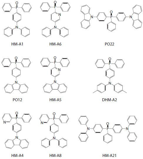 Figure 2. Functionalized phosphine oxide based host materials. Figure 2. Functionalized phosphine oxide based host materials.