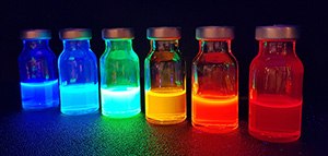 Colors of various perovskite quantum dots under UV illumination Colors of various perovskite quantum dots under UV illumination
