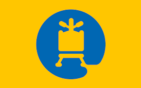 A blue circle with a yellow chromotography equipment icon in its center on a yellow background.  A blue circle with a yellow chromotography equipment icon in its center on a yellow background.