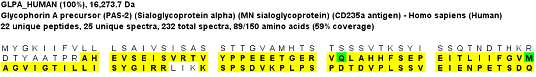 Glycophorin A, after deglycosylation Glycophorin A, after deglycosylation