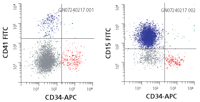 Human hematopoietic stem cell markers analyzed by flow cytometry. Human hematopoietic stem cell markers analyzed by flow cytometry