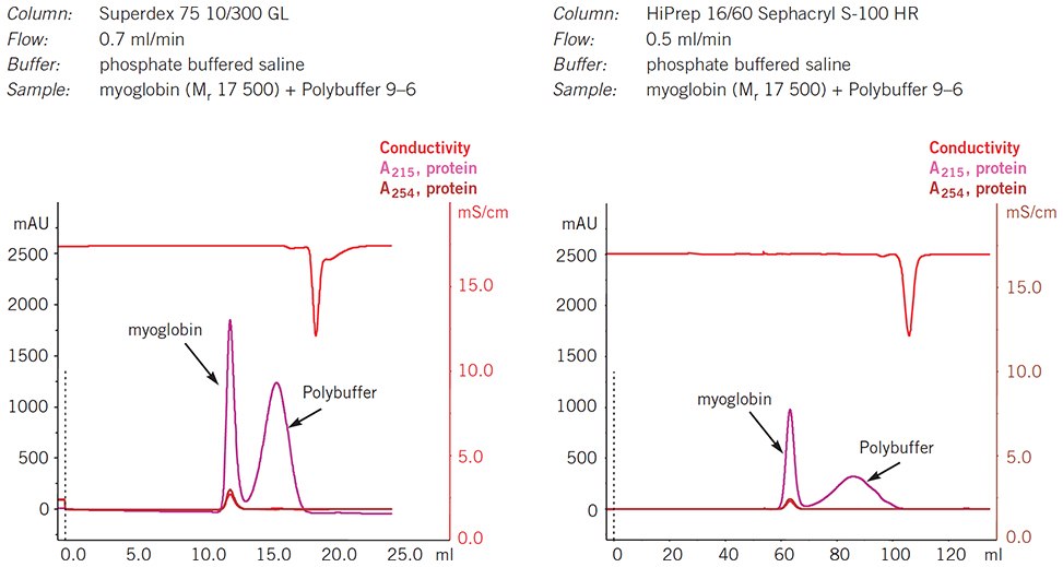 Separation of Polybuffer from protein using gel filtration Separation of Polybuffer from protein using gel filtration