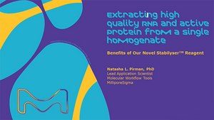 RNA Purification from Tissue Video Poster Extracting high quality RNA and active protein from a single homogenate. Benefits of our Novel Stabilyser™ reagent. Author Natasha L. Pirman, PhD, Lead Application Scientist, Molecular Workflow Tools.
