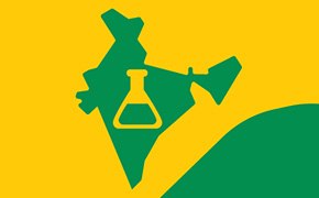 Graphic of India with a beaker on it Graphic of India with a beaker on it