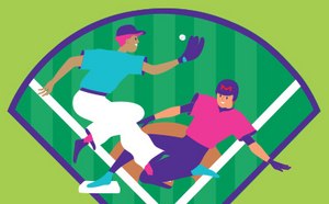 Summer Promotion 2025 baseball players sliding into home plate