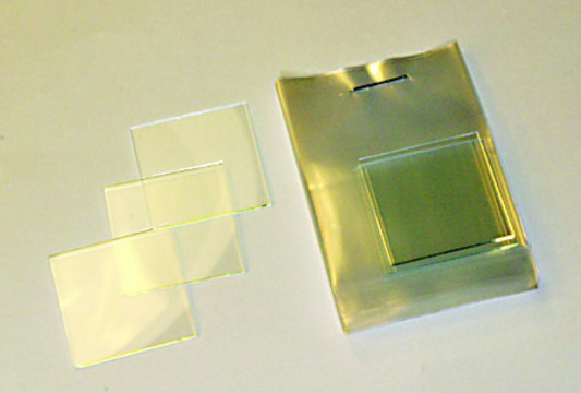 Indium tin oxide coated glass slide, square surface resistivity 30-60&#160;&#937;/sq, slide