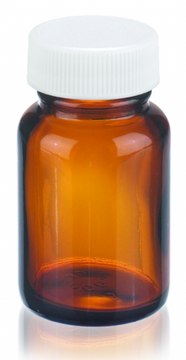 Wheaton wide-mouth bottle capacity 1&#160;oz (30&#160;mL), white polypropylene cap, amber, vinyl flat liner