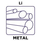 Lithium rod, 12.7&#160;mm diameter, length 165 mm, purity 99%