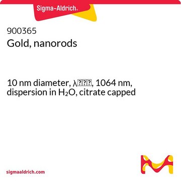 Gold, nanorods 10&#160;nm diameter, &#955;max, 1064&#160;nm, dispersion in H2O, citrate capped