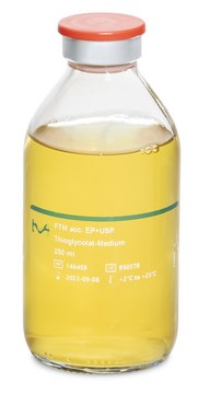 Fluid Thioglycollate Medium Tween® 0.5 %, bottle capacity 125 mL, bottle filling volume 100 mL, closure type, Red crimp cap with septum, pack of 10 bottles