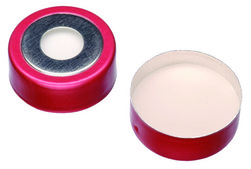 Vial crimp seals, BiMetal (magnetic), 20 mm, with PTFE/silicone septa, pkg 100 gold seal, PTFE/silicone septa, diam. × thickness 20 mm × 3 mm