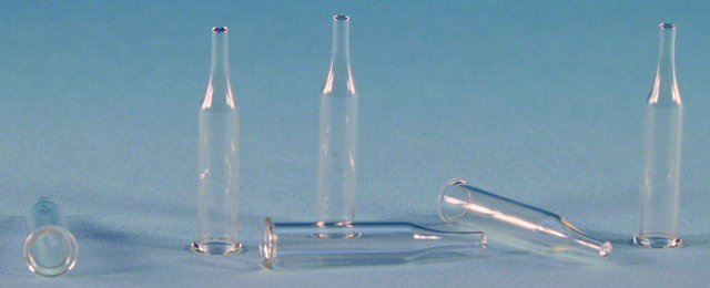 Certified glass inserts for 12 x 32 mm, large opening vials volume 0.3 mL, clear glass insert, conical point, O.D. × H 6 mm × 31 mm, pkg of 100 ea