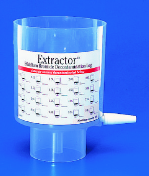 Extractor for Ethidium Bromide Decontamination includes storage cap and adhesive label