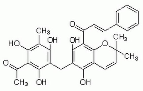 Rottlerin A cell-permeable and reversible protein kinase C inhibitor that exhibits greater selectivity for PKC&#948; (IC50 = 3-6 &#181;M) and PKC&#952;.