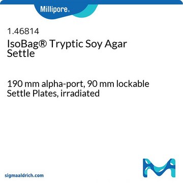 Tryptic Soy Agar - Ready-to-use Settle Plates IsoBag&#174;, 190 mm alpha-port, ICR plus lockable Plates, sterile; irradiated, plate diam. 90&#160;mm, suitable for air monitoring