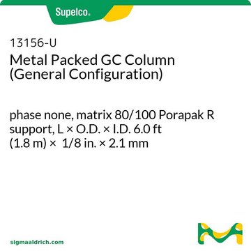 Metal Packed GC Column (General Configuration) phase none, matrix 80/100 Porapak R support, L × O.D. × I.D. 6.0 ft (1.8 m) × 1/8 in. × 2.1 mm