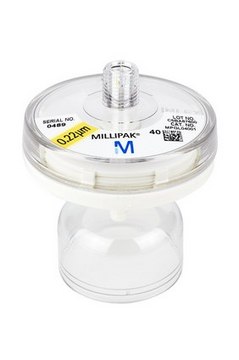 Millipak&#174; Filter 0.22 &#956;m membrane filter to remove bacteria and particulates at the point of dispense. For Alpha-Q and Milli-Q&#174; Academic / Biocel / Element / Synthesis / Plus / Gradient systems.