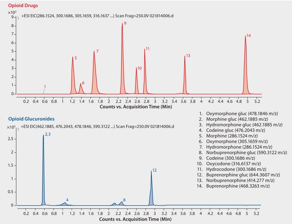 LC/MS Analysis of Opioid Glucuronide Metabolites in Urine on Ascentis® Express F5 after Solid Phase Extraction (SPE) using Supel™-Select HLB application for SPE, application for HPLC
