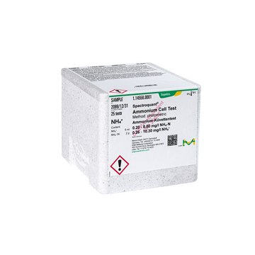 Ammonium Cell Test photometric, 0.20-8.00&#160;mg/L (NH4-N), 0.26-10.30&#160;mg/L (NH4+), Spectroquant&#174;