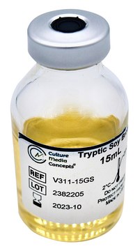 Tryptic Soy Broth- Ready-to-use Bags, Tubes & Ampoules vial capacity 20 mL, vial filling volume 15 mL, closure type, blue aluminum rubber septum, suitable for sterility testing, pack of 25 vials