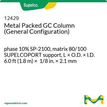 Metal Packed GC Column (General Configuration) phase 10% SP-2100, matrix 80/100 SUPELCOPORT support, L × O.D. × I.D. 6.0&#160;ft (1.8&#160;m) × 1/8&#160;in. × 2.1&#160;mm