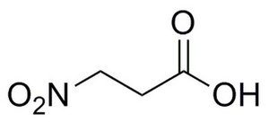 3-Nitropropionic acid A cell-permeable, irreversible inactivator (~3 mM) of succinate dehydrogenase that upon oxidation by Complex II forms a covalent adduct with Arg297 in the active site of the enzyme.