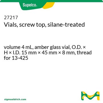 Vials, screw top, silane-treated volume 4&#160;mL, amber glass vial, O.D. × H × I.D. 15&#160;mm × 45&#160;mm × 8&#160;mm, thread for 13-425