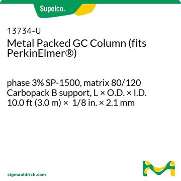 Metal Packed GC Column (fits PerkinElmer&#174;) phase 3% SP-1500, matrix 80/120 Carbopack B support, L × O.D. × I.D. 10.0&#160;ft (3.0&#160;m) × 1/8&#160;in. × 2.1&#160;mm